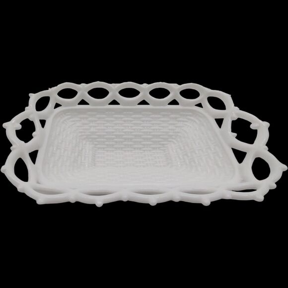 Westmoreland White Milk Glass Raised Wing Swan on Lacy Base Vintage Serving Dish - Picture 12 of 15